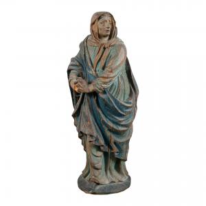 Escultura de madera tallada y pintada - Madonna orante - Italia, siglos XVII-XVIII.
